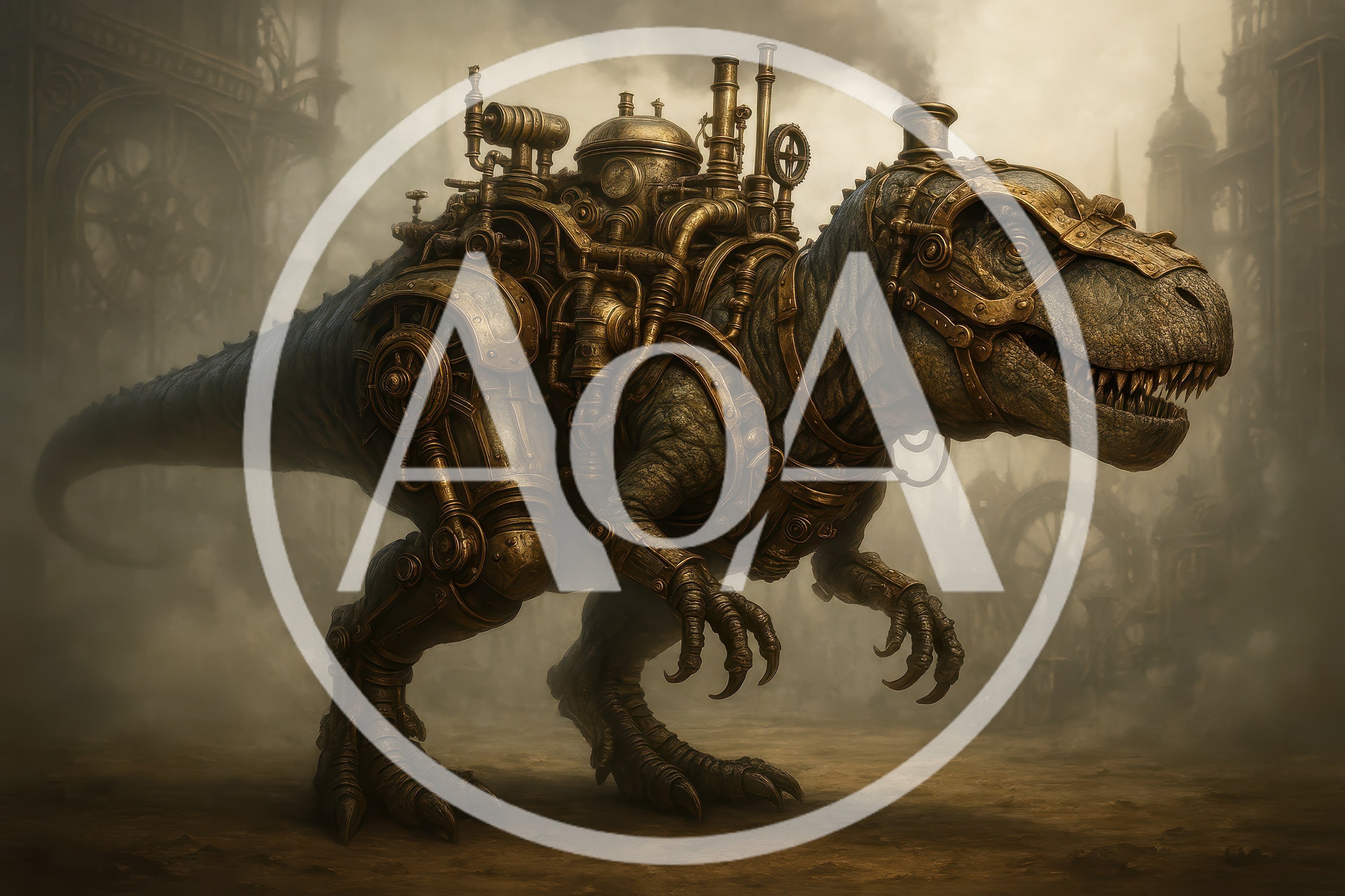 Steampunk Tyrannosaurus Rex With Mechanical Armor