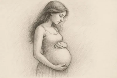 Pencil Sketch Of A Pregnant Woman