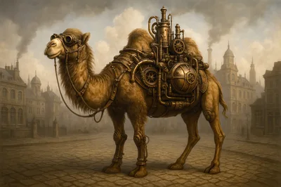 Steampunk Camel With Mechanical Gear Apparatus