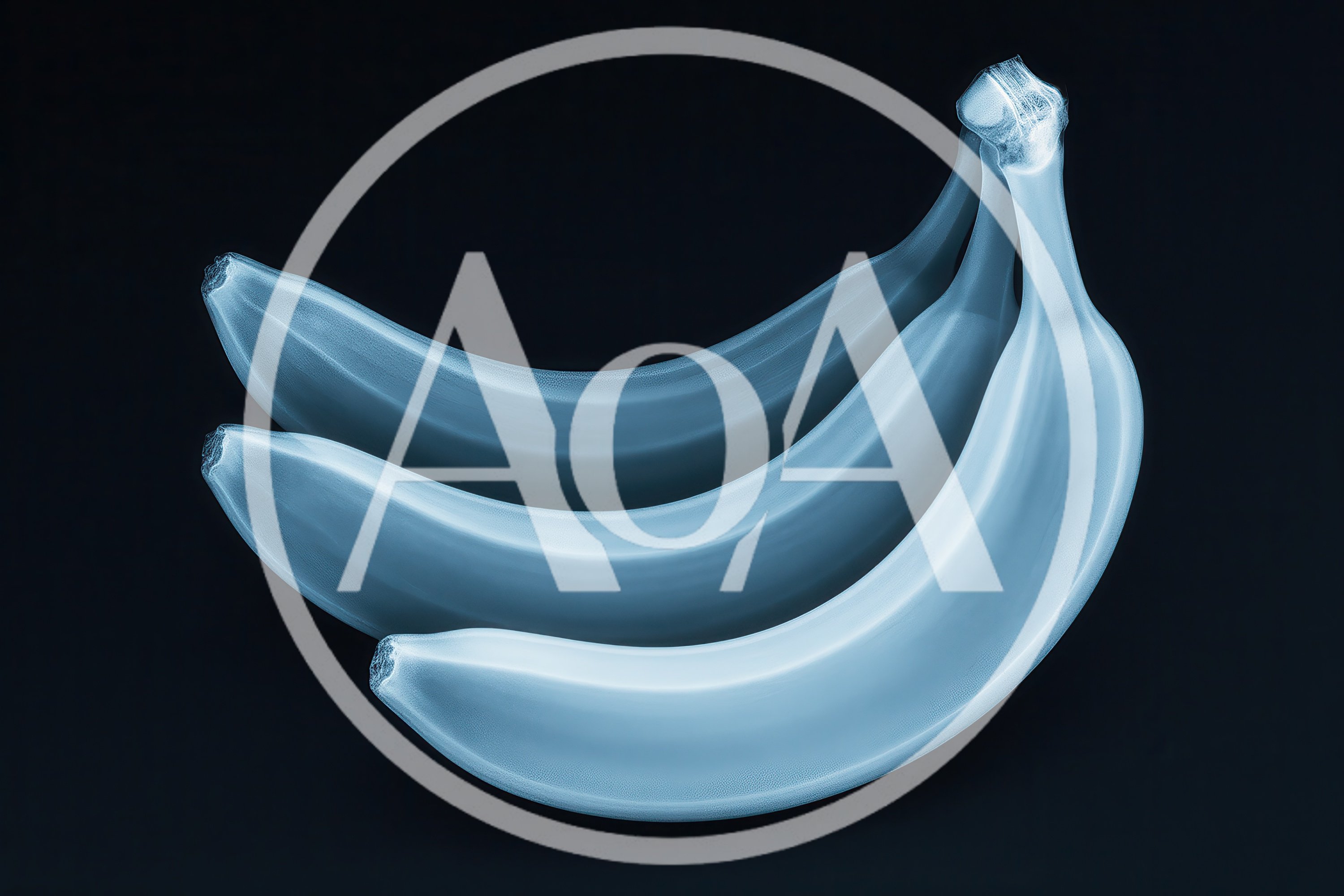 X-Ray Style Blue Bananas On Dark Background