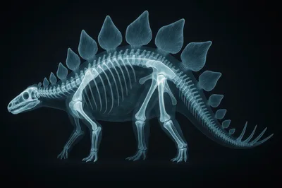 X-Ray Style Illustration Of A Stegosaurus Skeleton
