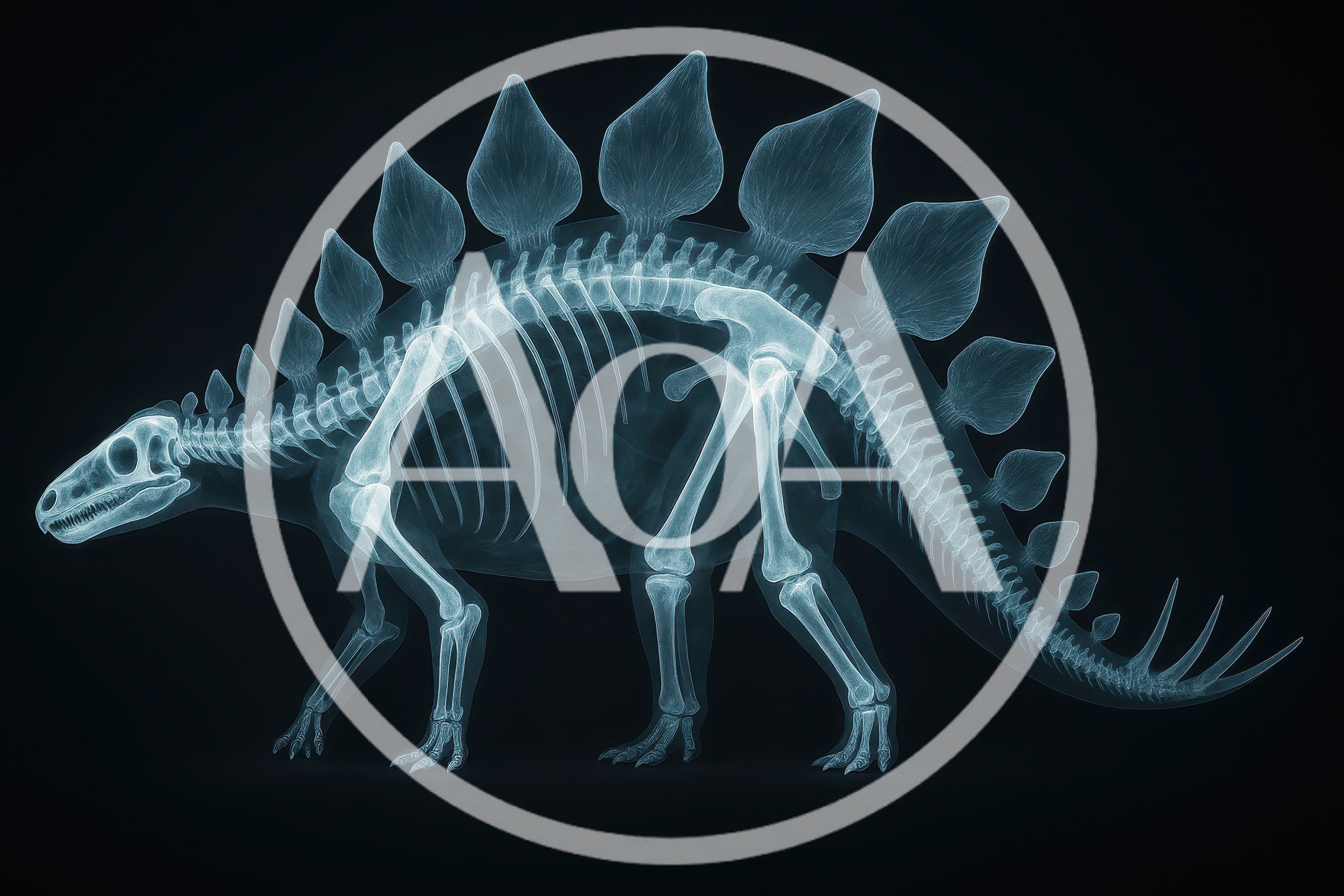 X-Ray Style Illustration Of A Stegosaurus Skeleton