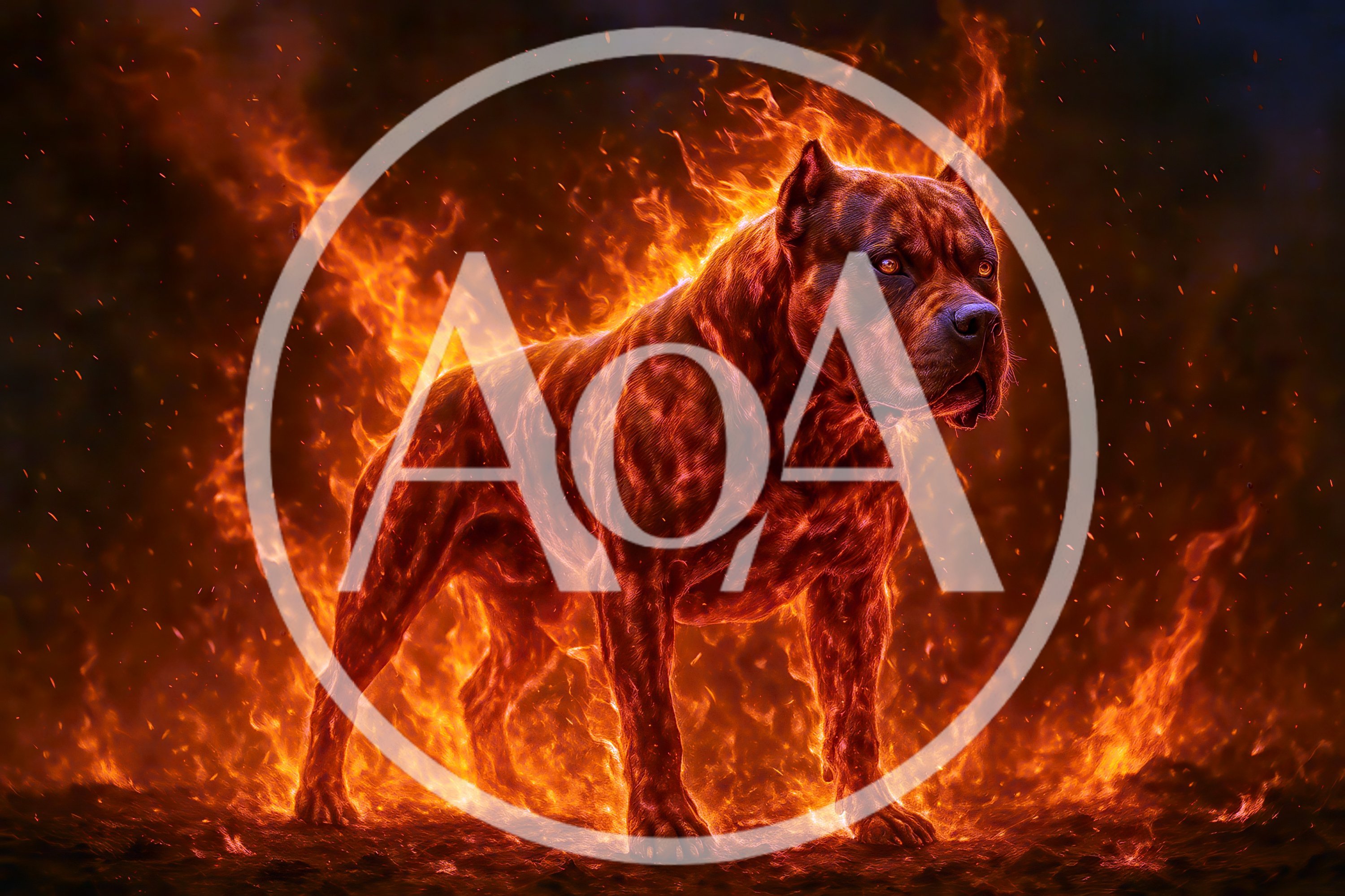 Powerful Pitbull Dog Engulfed In Intense Fire