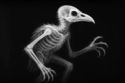 X-Ray Style Illustration Of A Bird Humanoid Skeleton