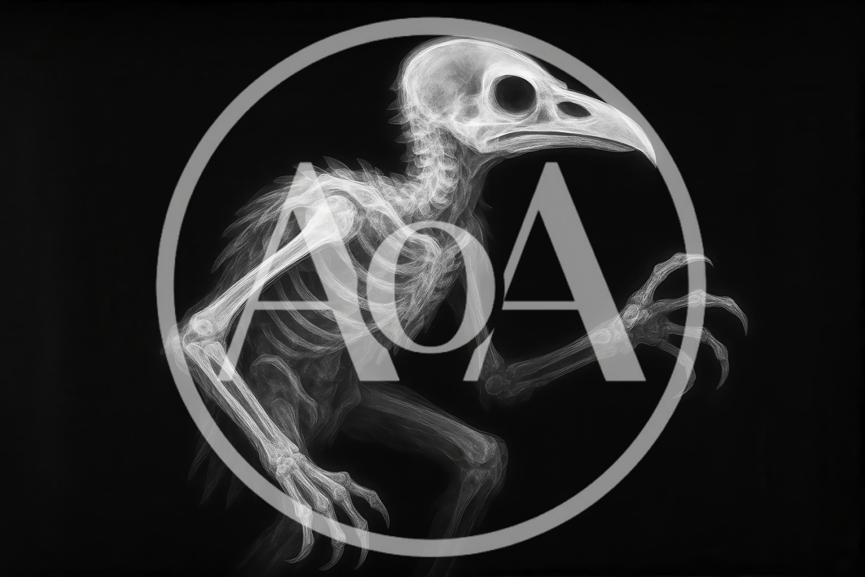 X-Ray Style Illustration Of A Bird Humanoid Skeleton