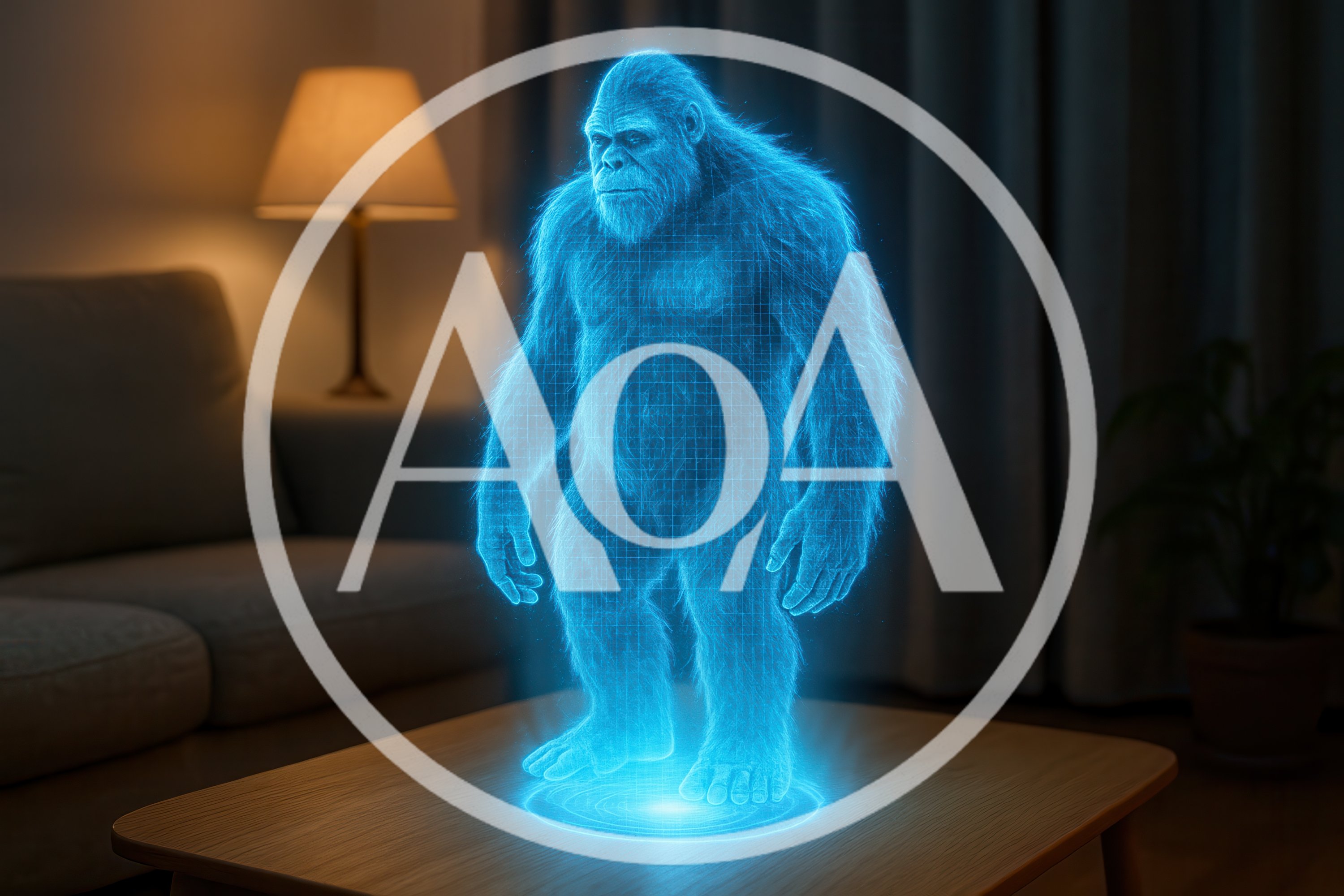 Holographic Bigfoot Projection On A Living Room Table