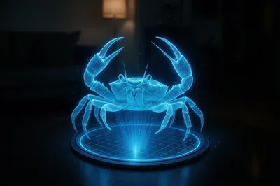 Holographic Crab Projection On A Circular Grid Base