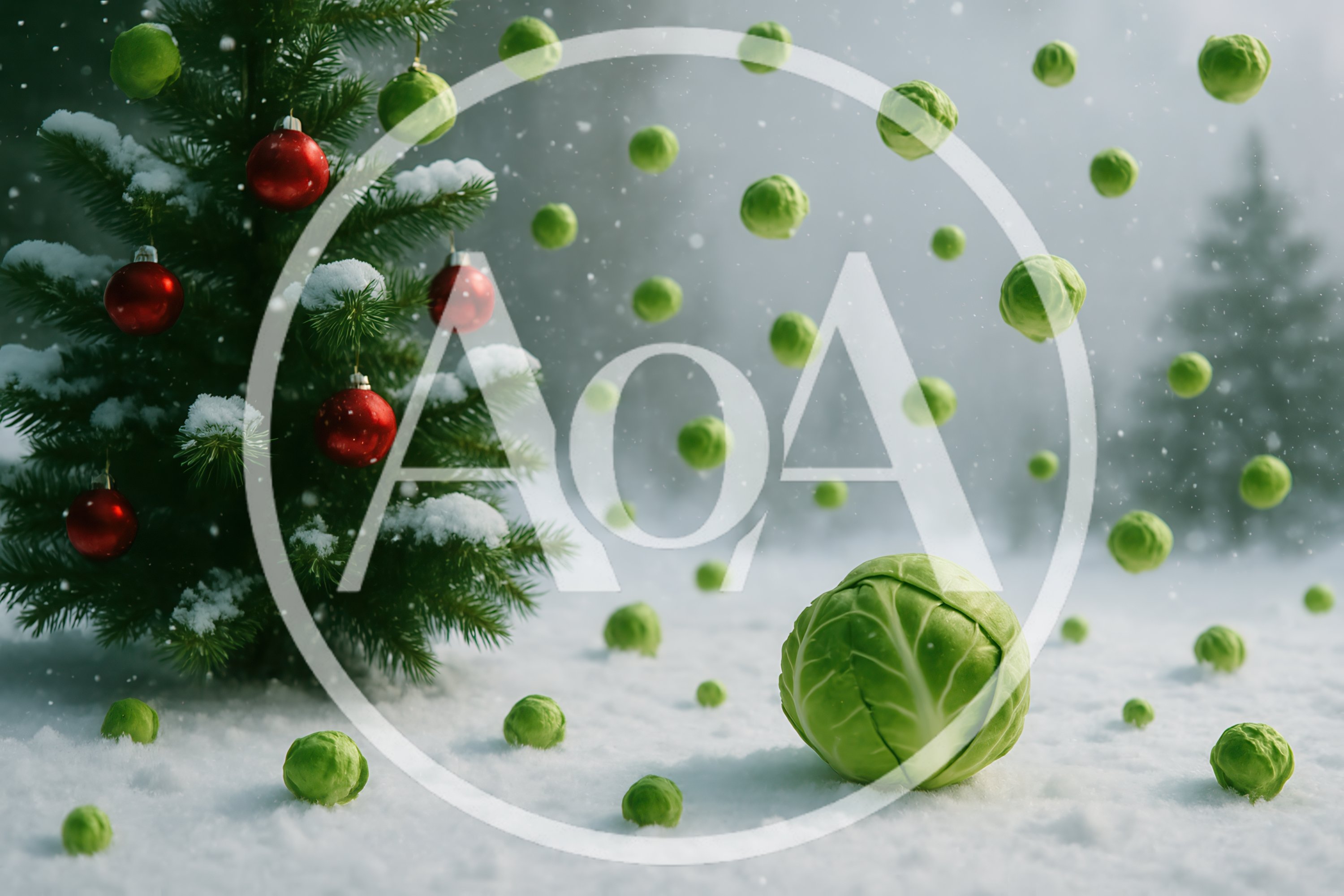Surreal Christmas Tree With Floating Brussels Sprouts