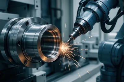 Robotic Arm Performing Precision Laser Metal Cutting