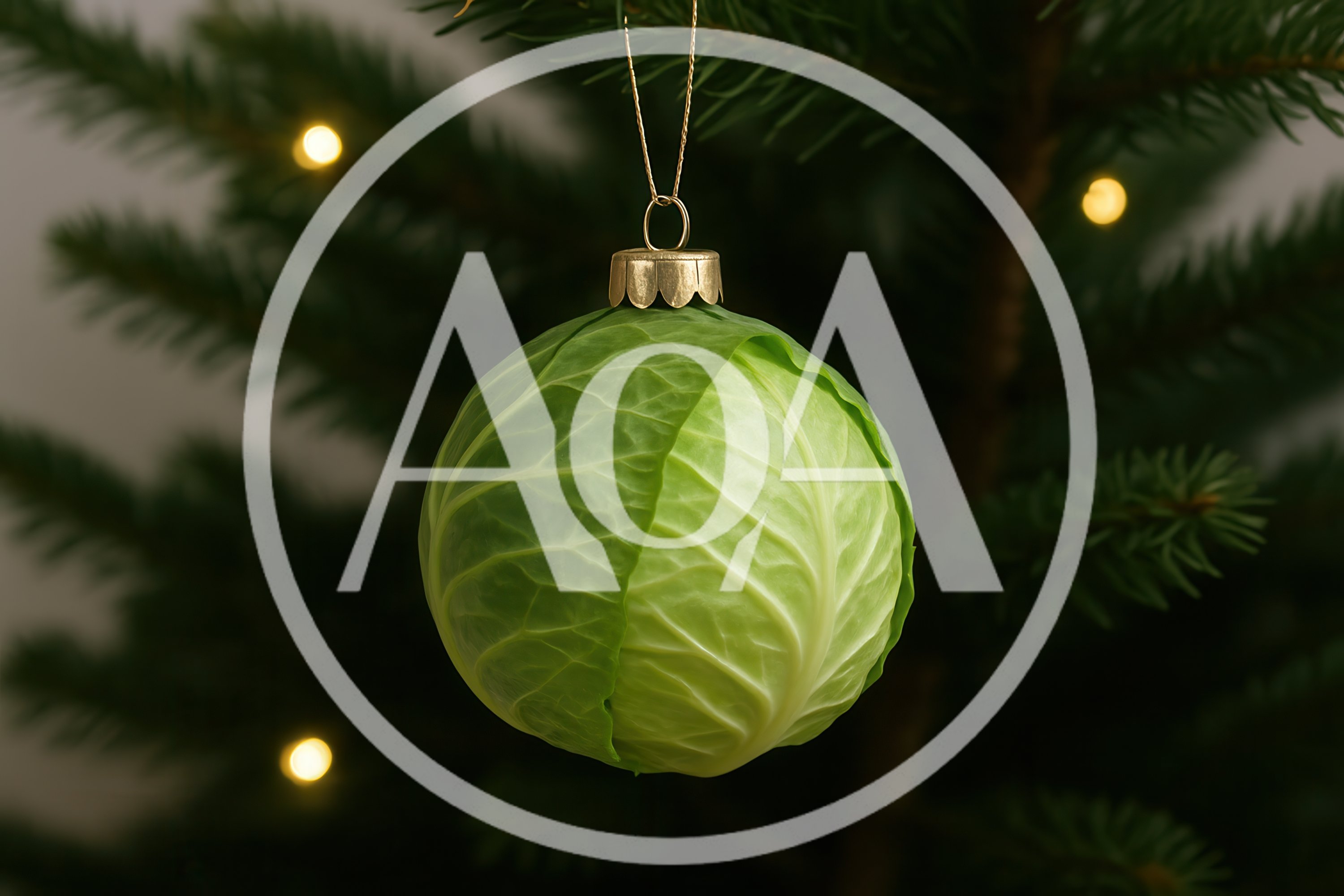 Cabbage Ornament Hanging On A Christmas Tree