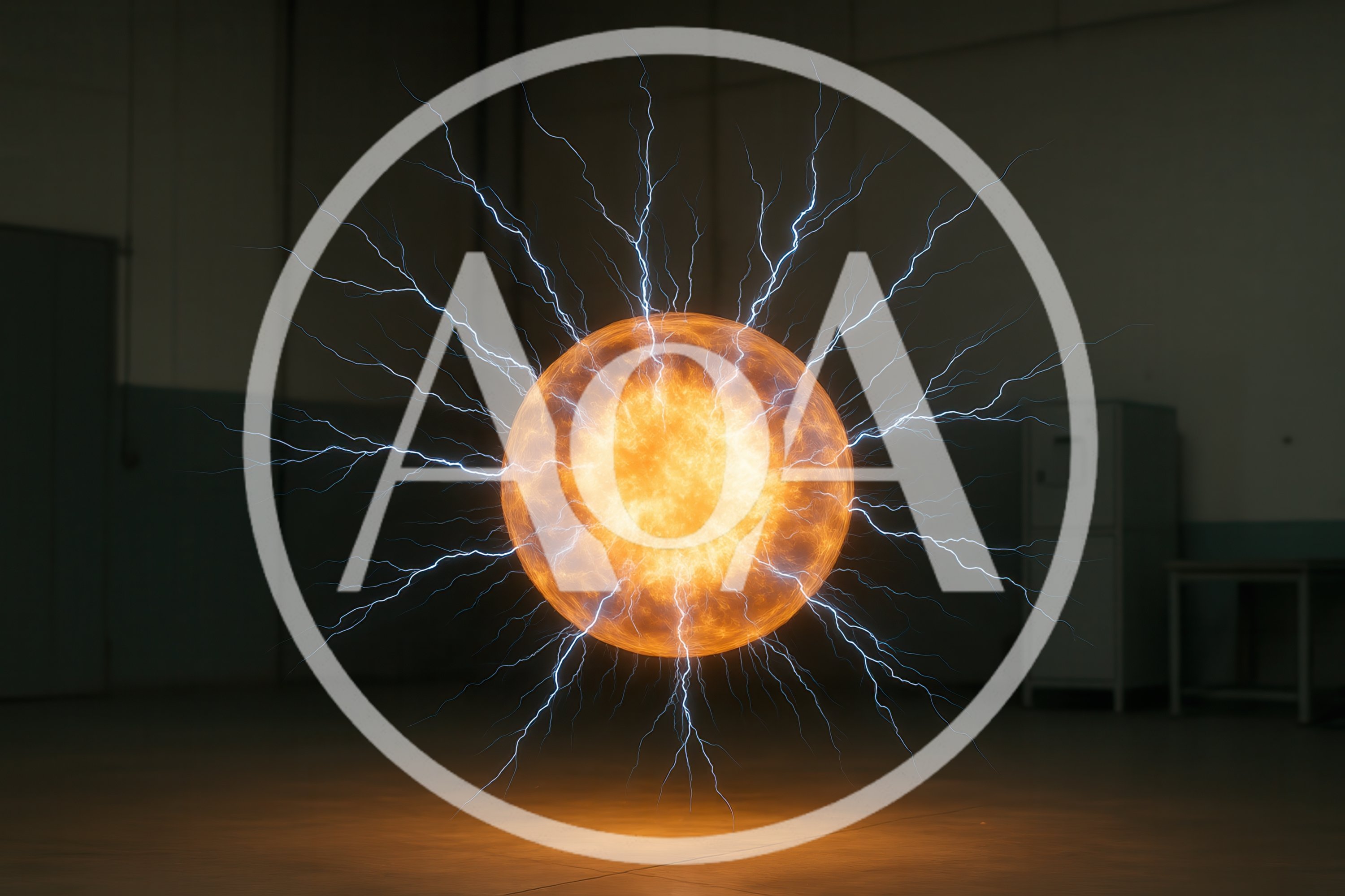 Glowing Plasma Sphere With Electric Arcs In Dark Room