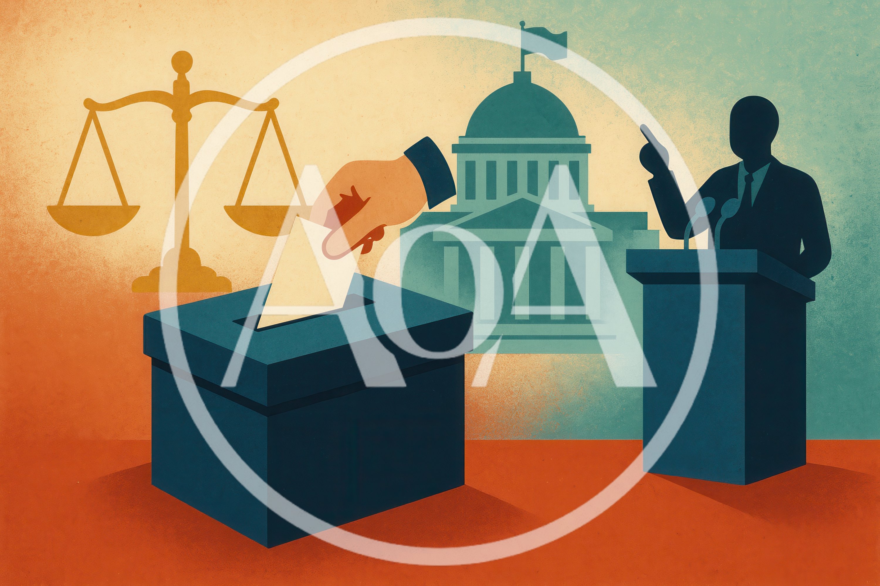 Political Voting Concept With Ballot Box And Government Building