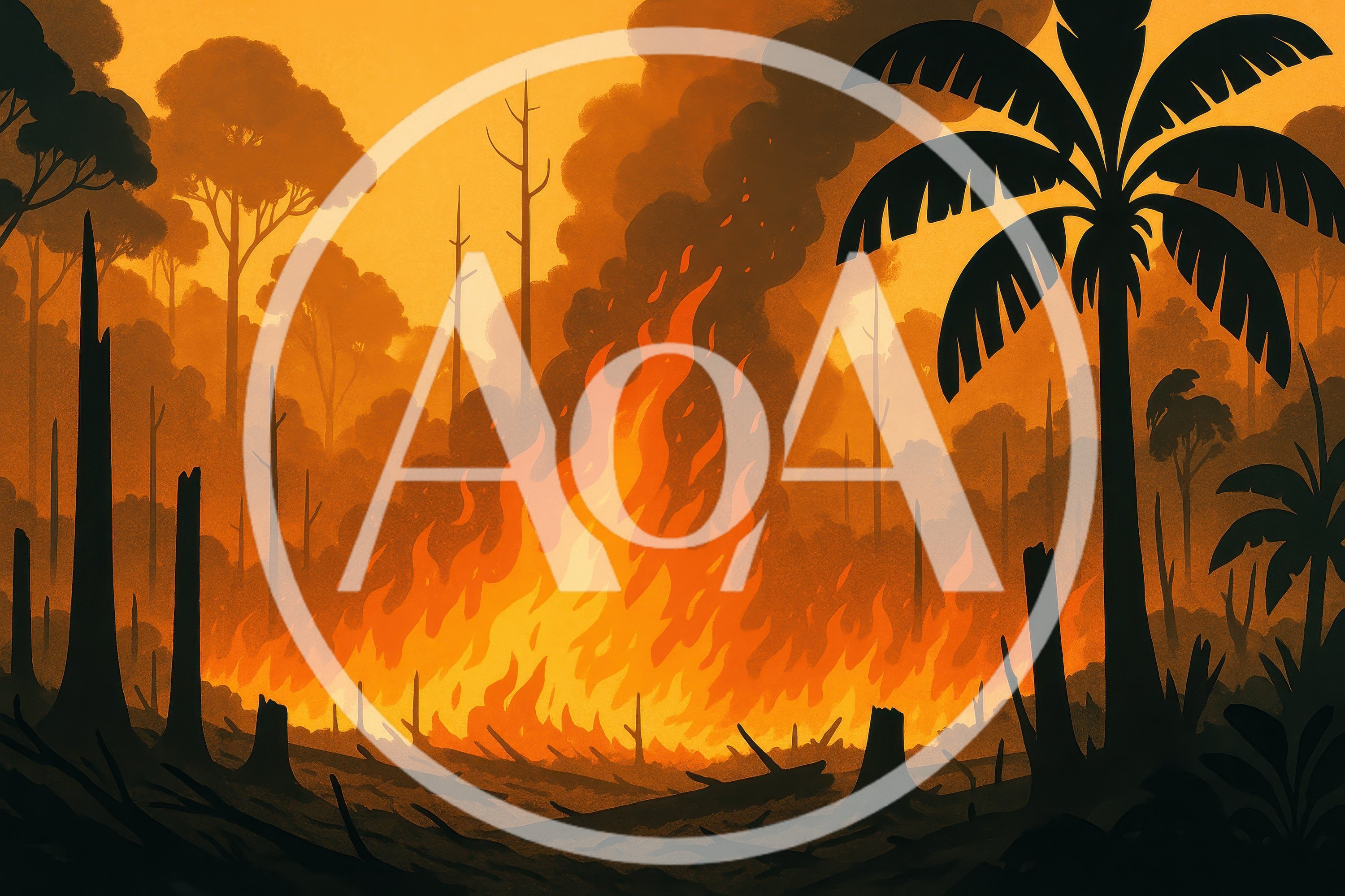 Digital Illustration Of A Tropical Rainforest Wildfire