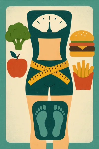 Conceptual Illustration Of Weight Management And Healthy Eating Choices