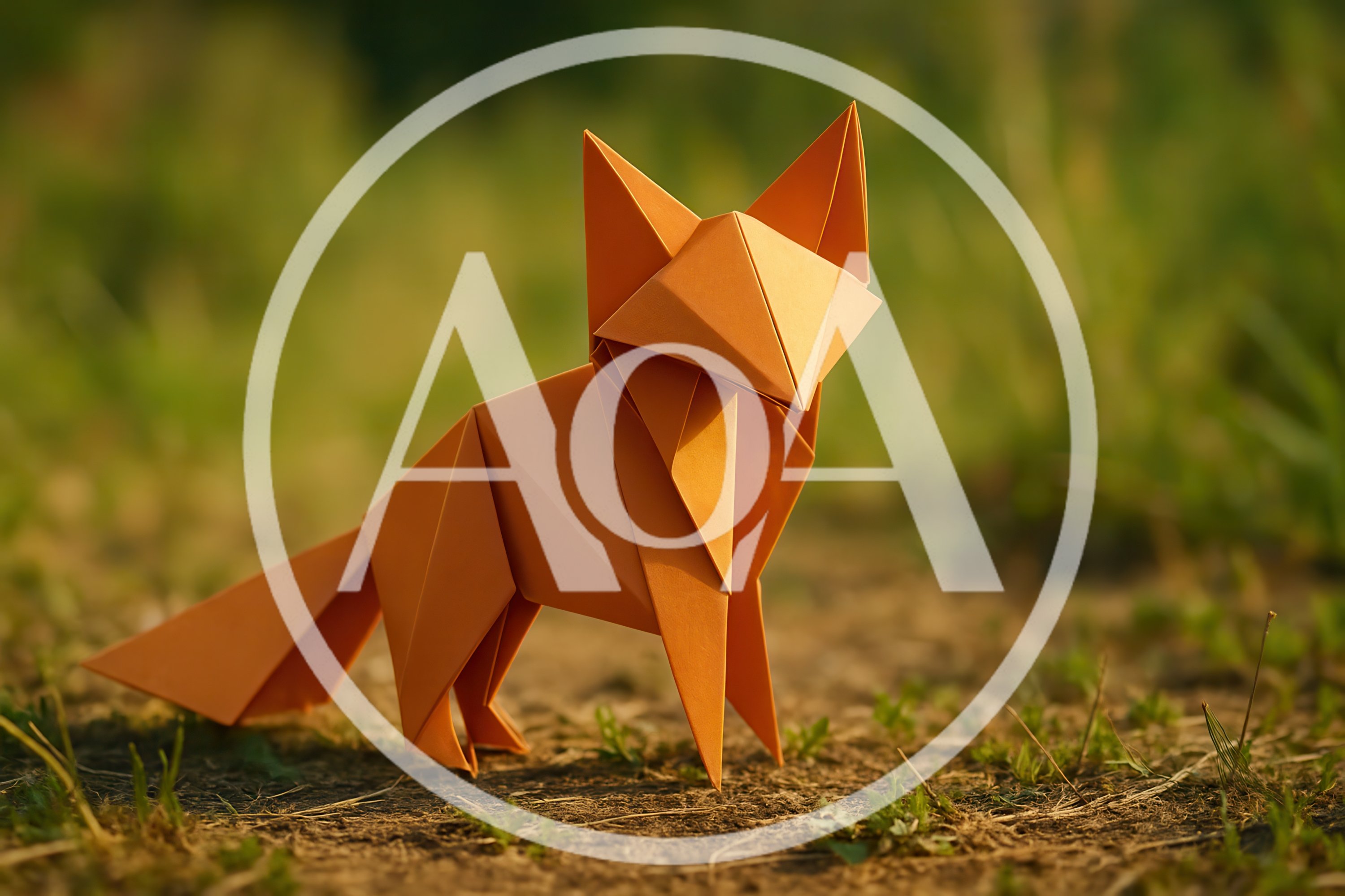 Origami Paper Fox Standing On Natural Ground