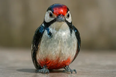 Glass Figurine Of A Great Spotted Woodpecker