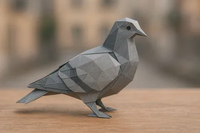 Low Poly Origami Pigeon Sculpture