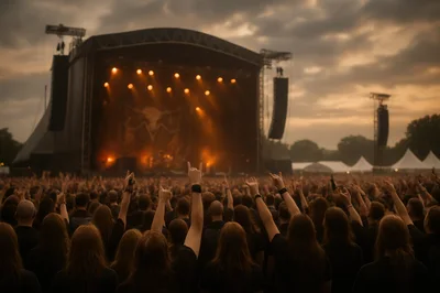 Crowd At An Outdoor Heavy Metal Music Festival