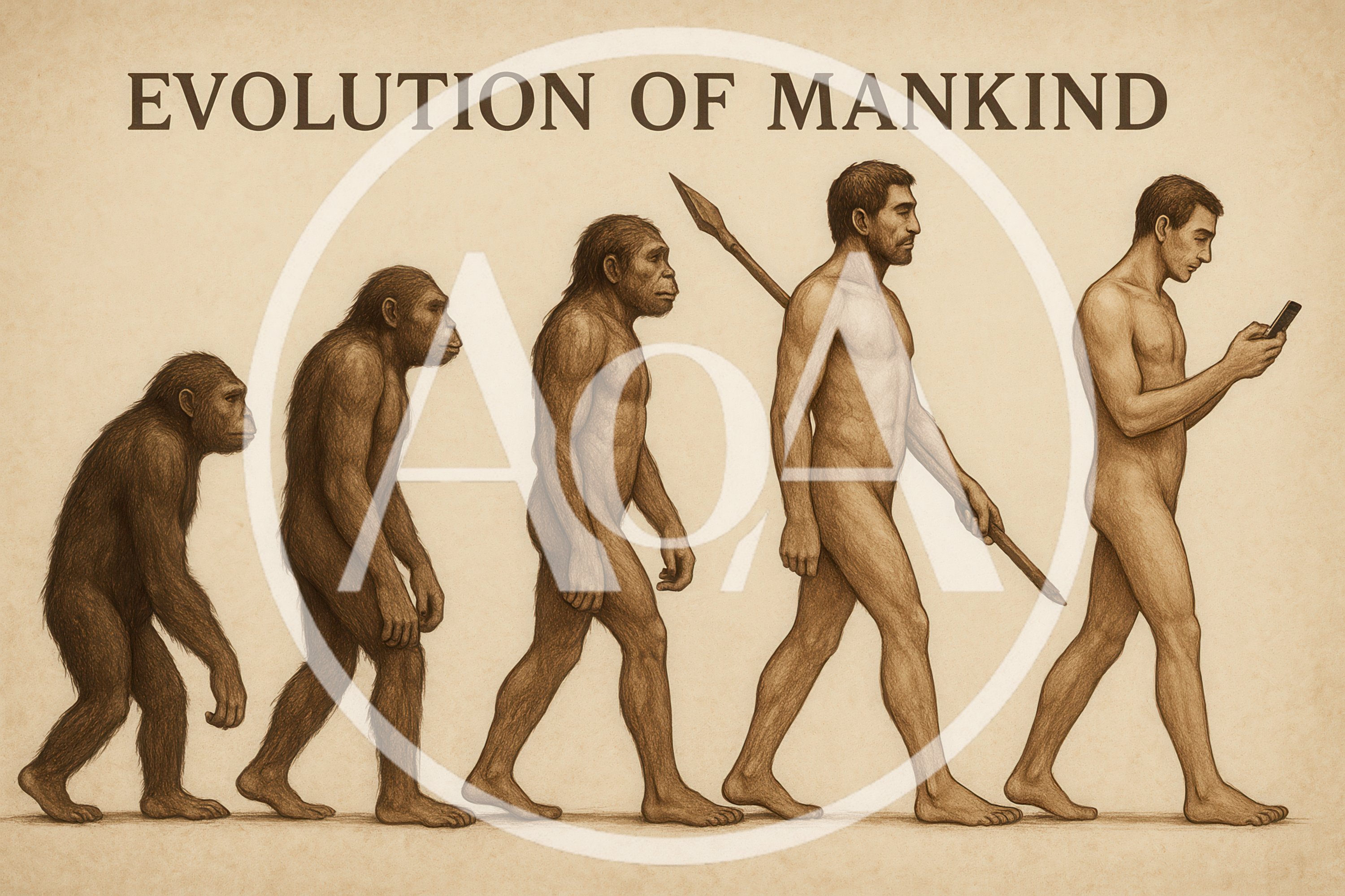 Evolution Of Mankind Illustration With Modern Technology
