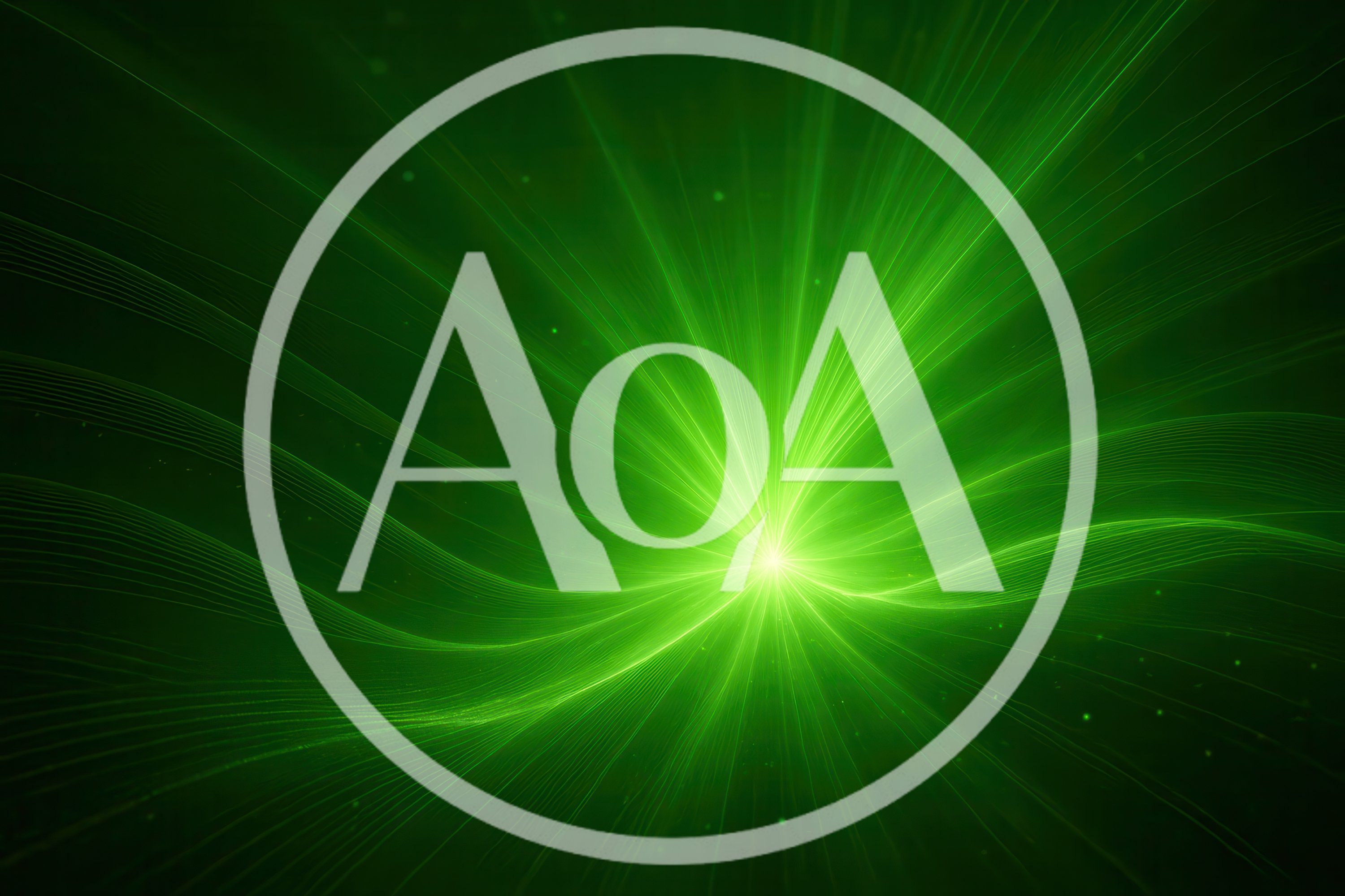 Abstract Green Light Rays Radiating From Center