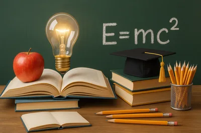 Academic Still Life With Books And Lightbulb