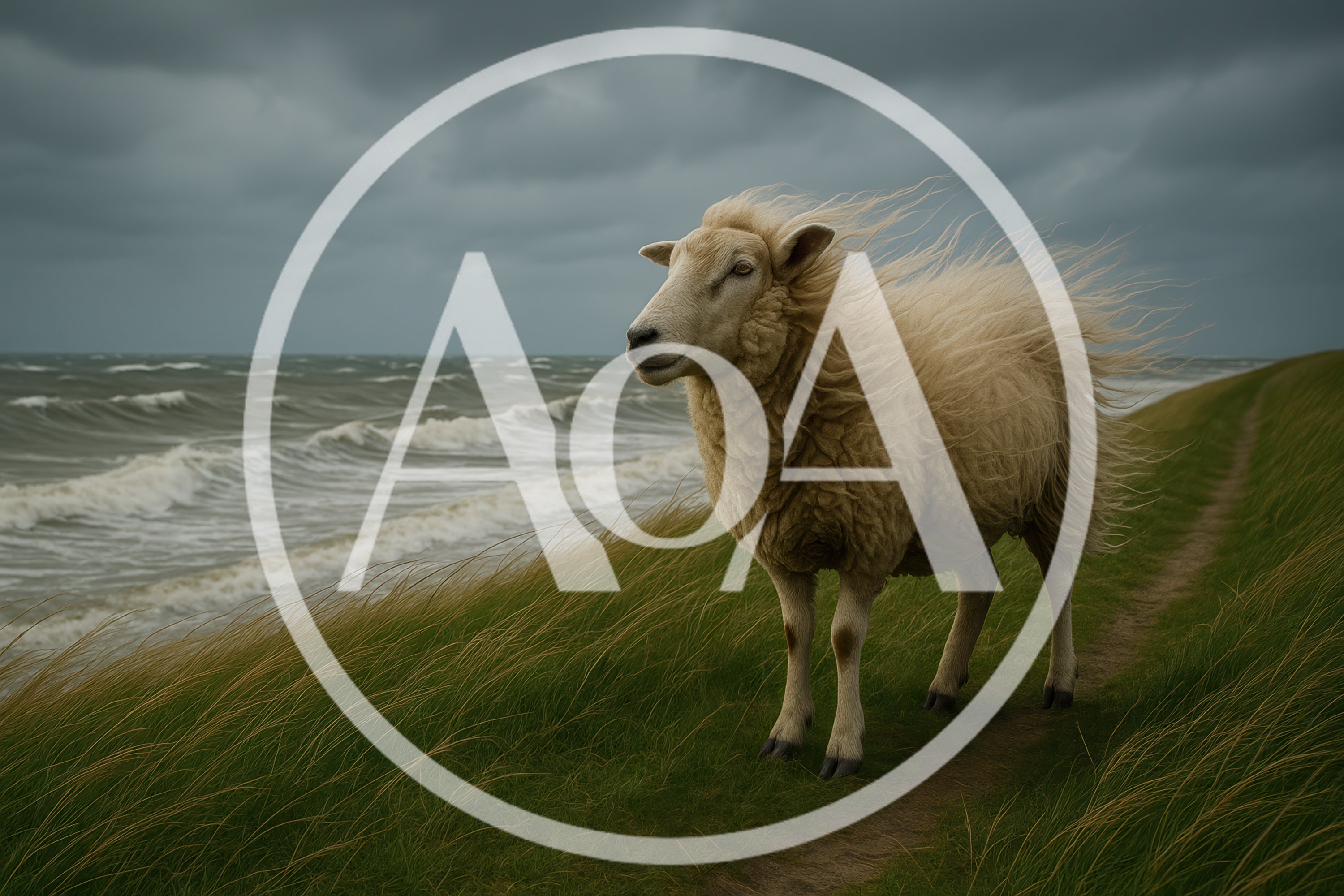 Sheep Standing On A Windy Coastal Path