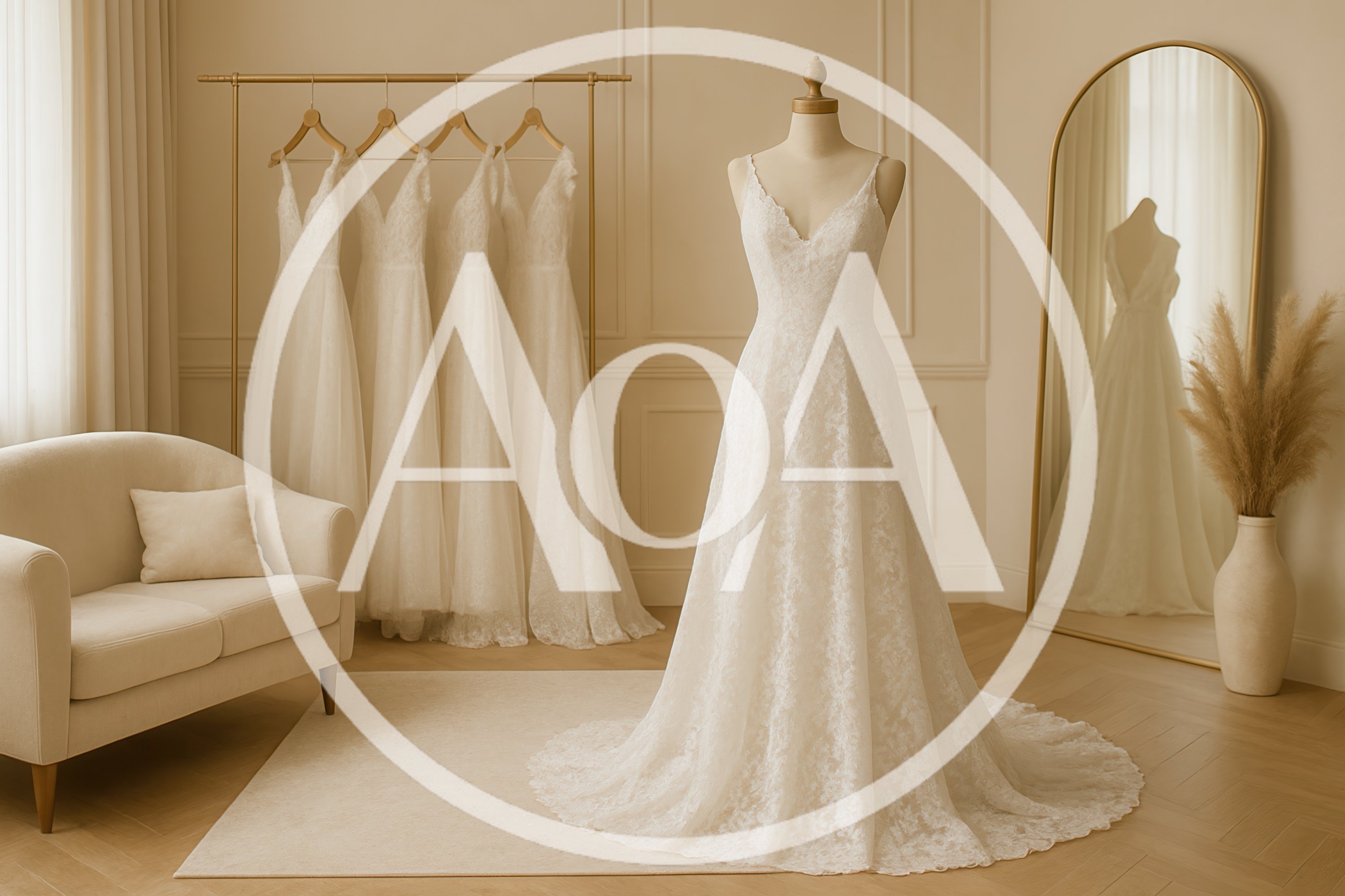 Wedding Dress Display In A Minimalist Bridal Boutique