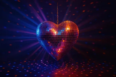 Heart Shaped Disco Ball With Colorful Light Beams