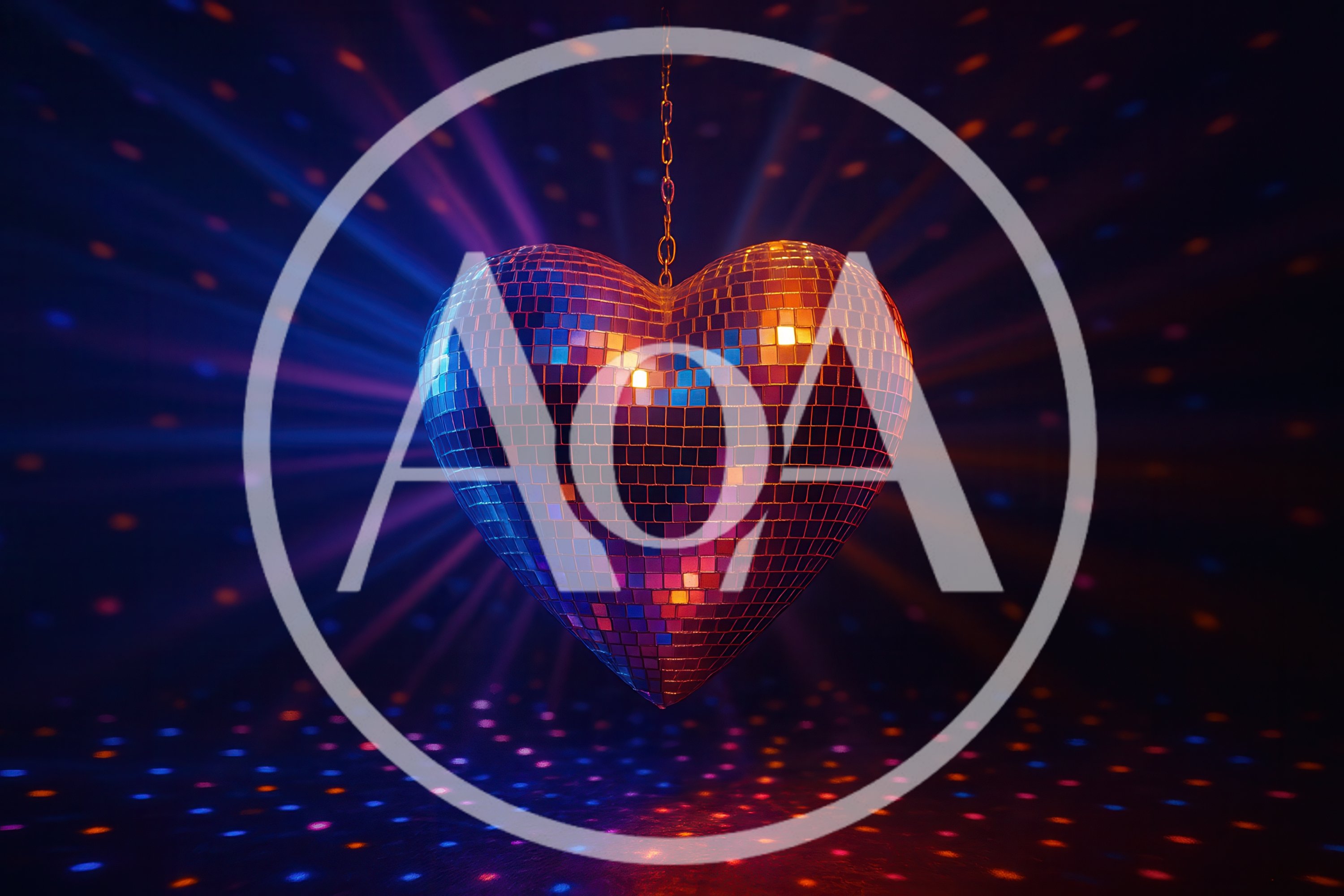 Heart Shaped Disco Ball With Colorful Light Beams