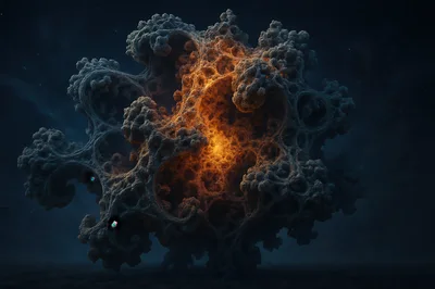 Abstract Fractal Structure Glowing In Deep Space