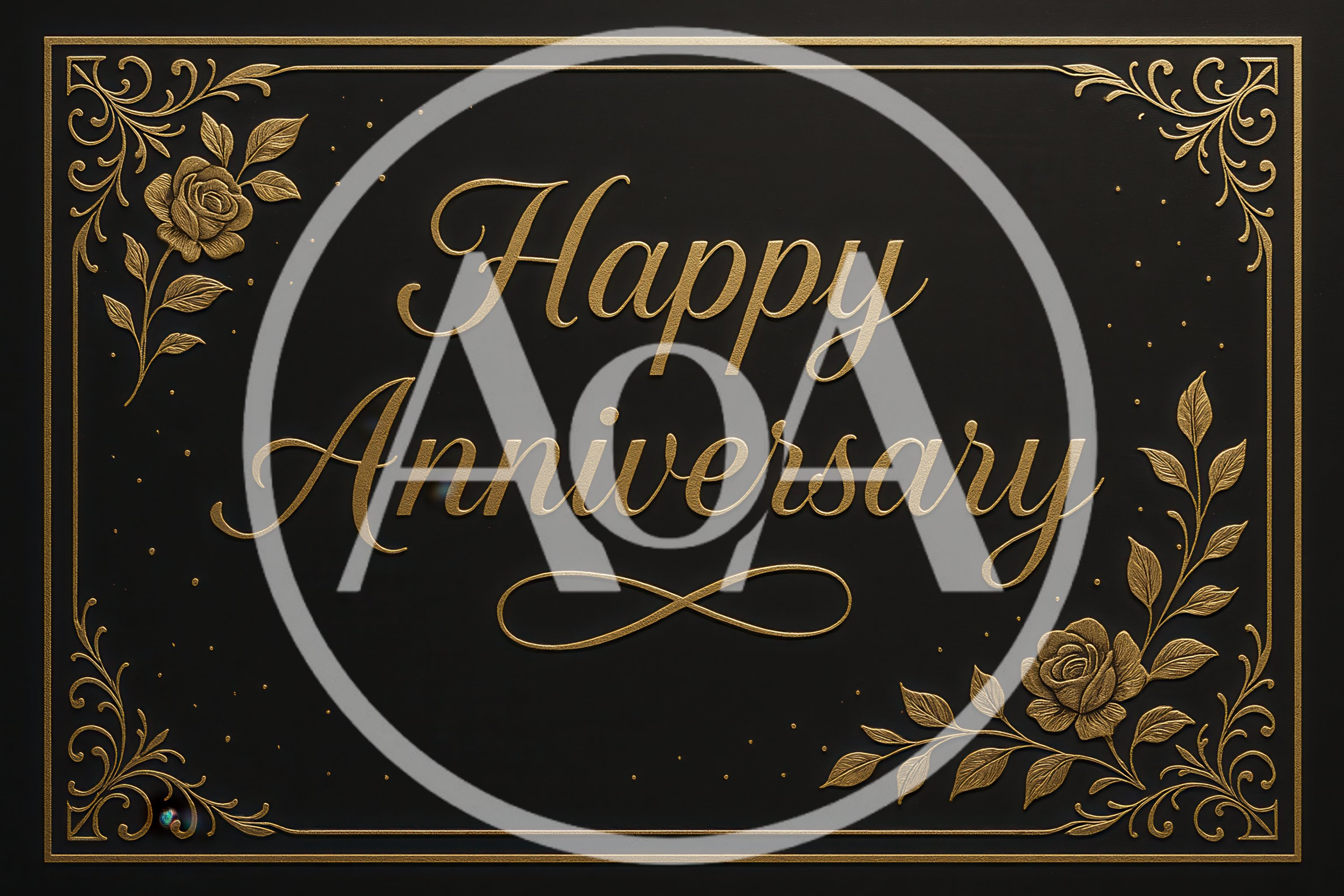 Elegant Gold Happy Anniversary Text On Black Background