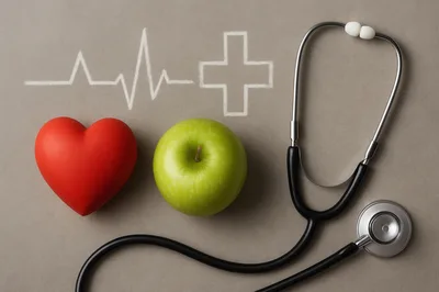 Heart Health Concept With Apple And Stethoscope