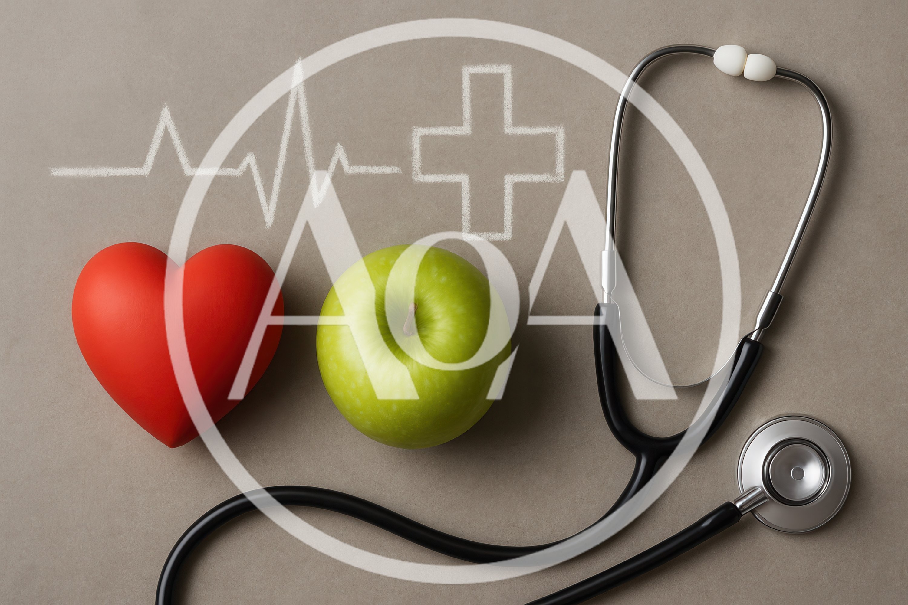 Heart Health Concept With Apple And Stethoscope