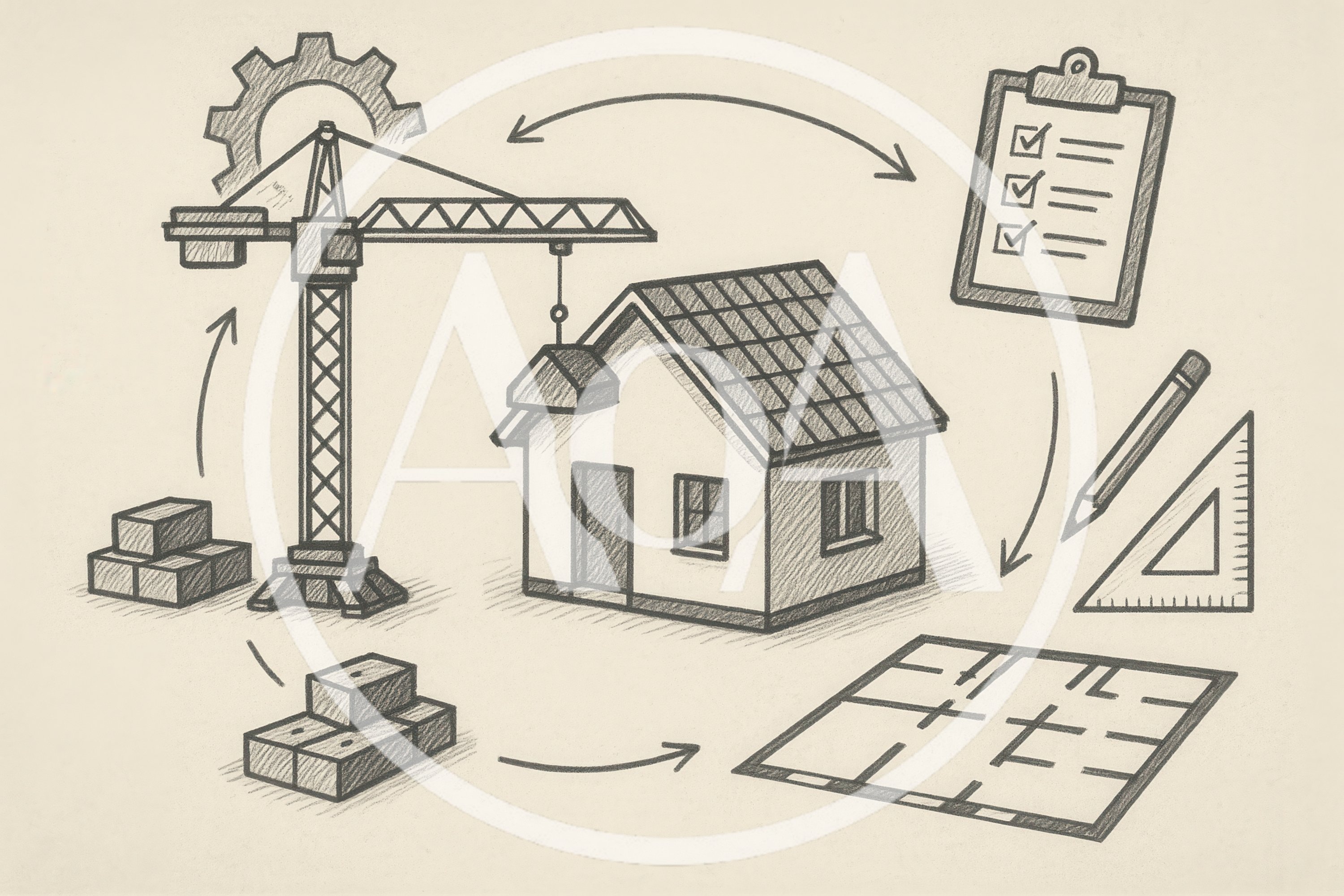 Construction Planning And Building Process Sketch