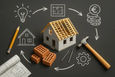 Construction Planning Concept With Model House And Tools