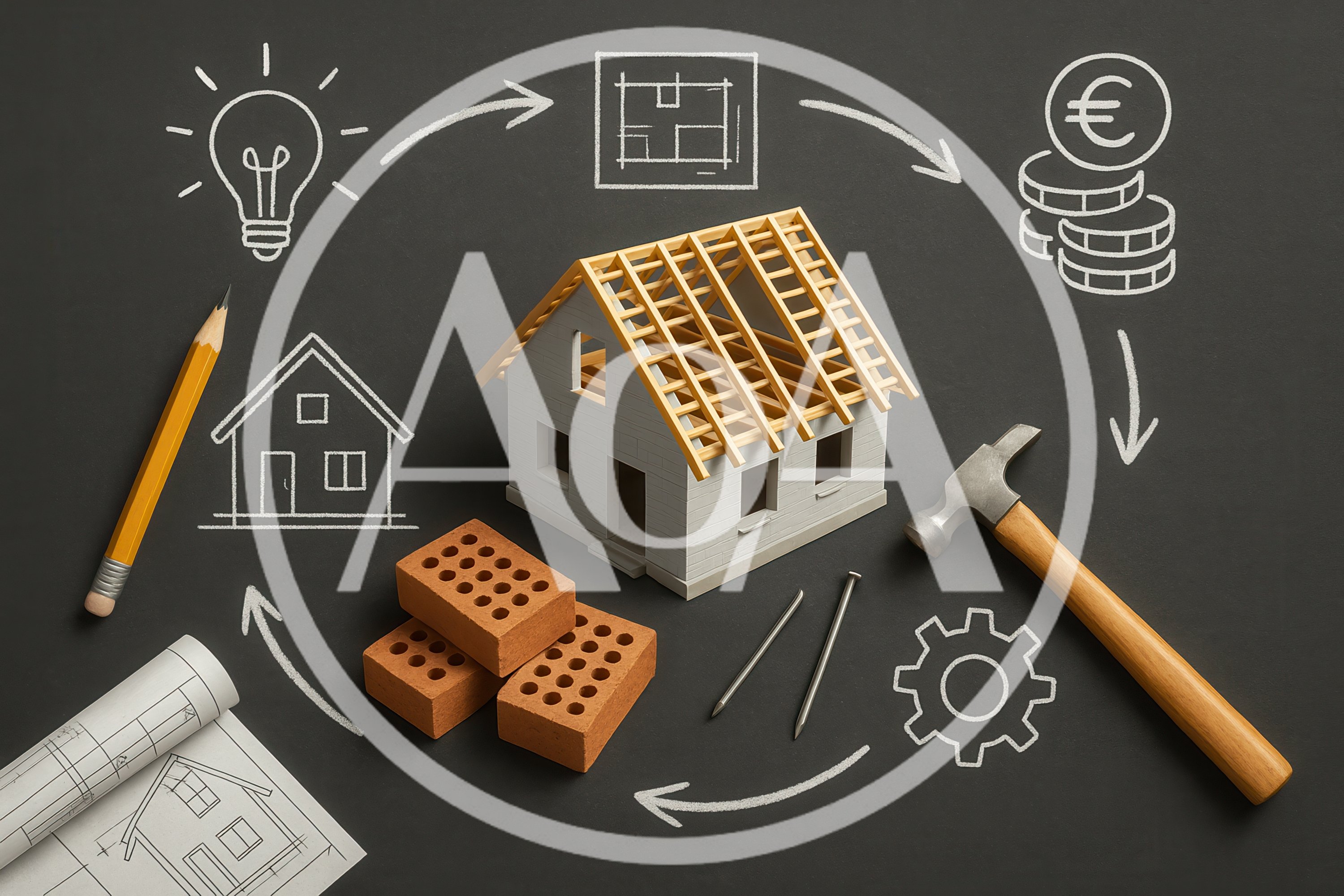 Construction Planning Concept With Model House And Tools