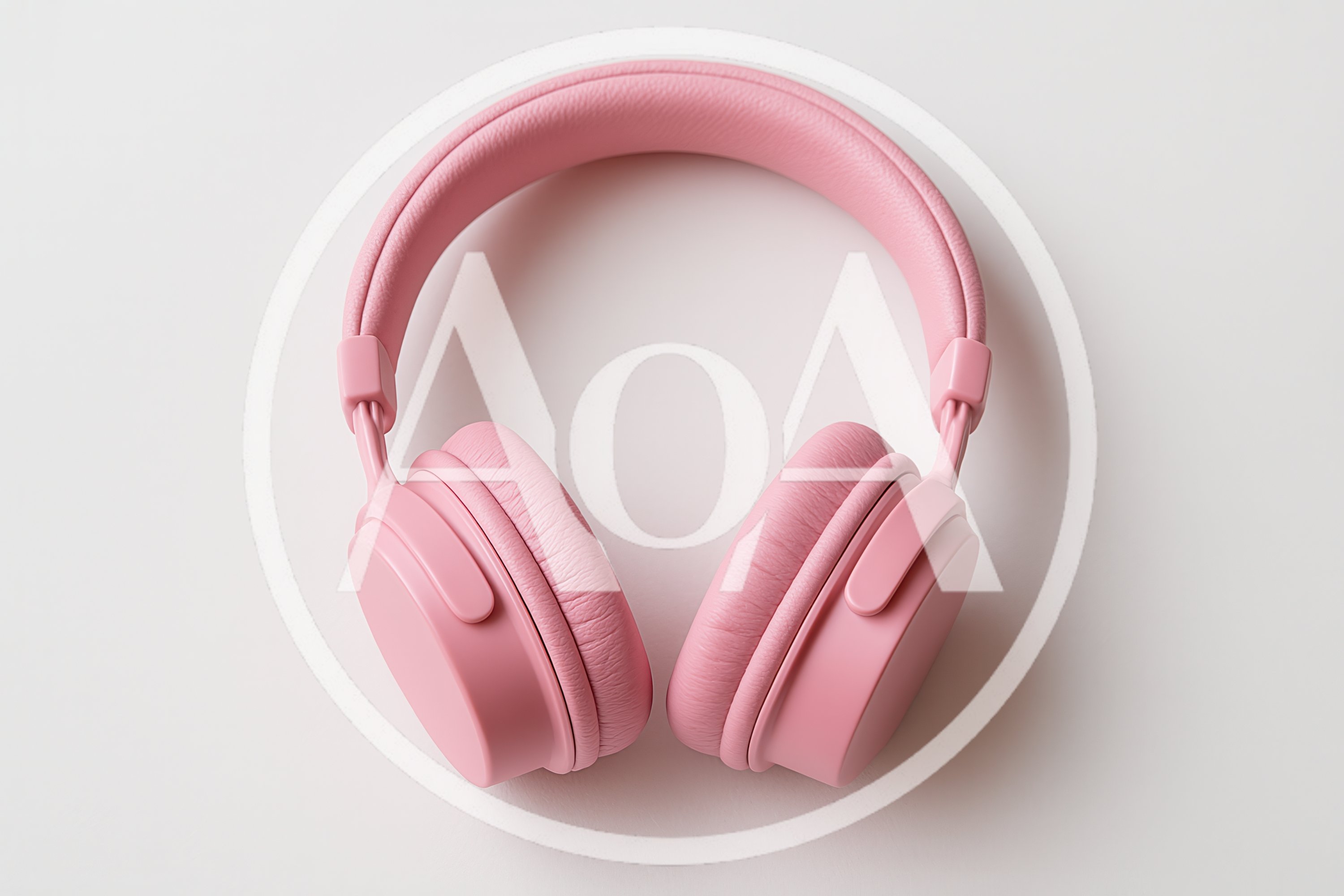 Pink Wireless Over Ear Headphones On White Background
