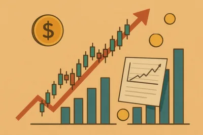 Financial Growth Chart With Candlestick Patterns And Coins