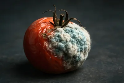 Single Rotten Tomato With Mold Growth