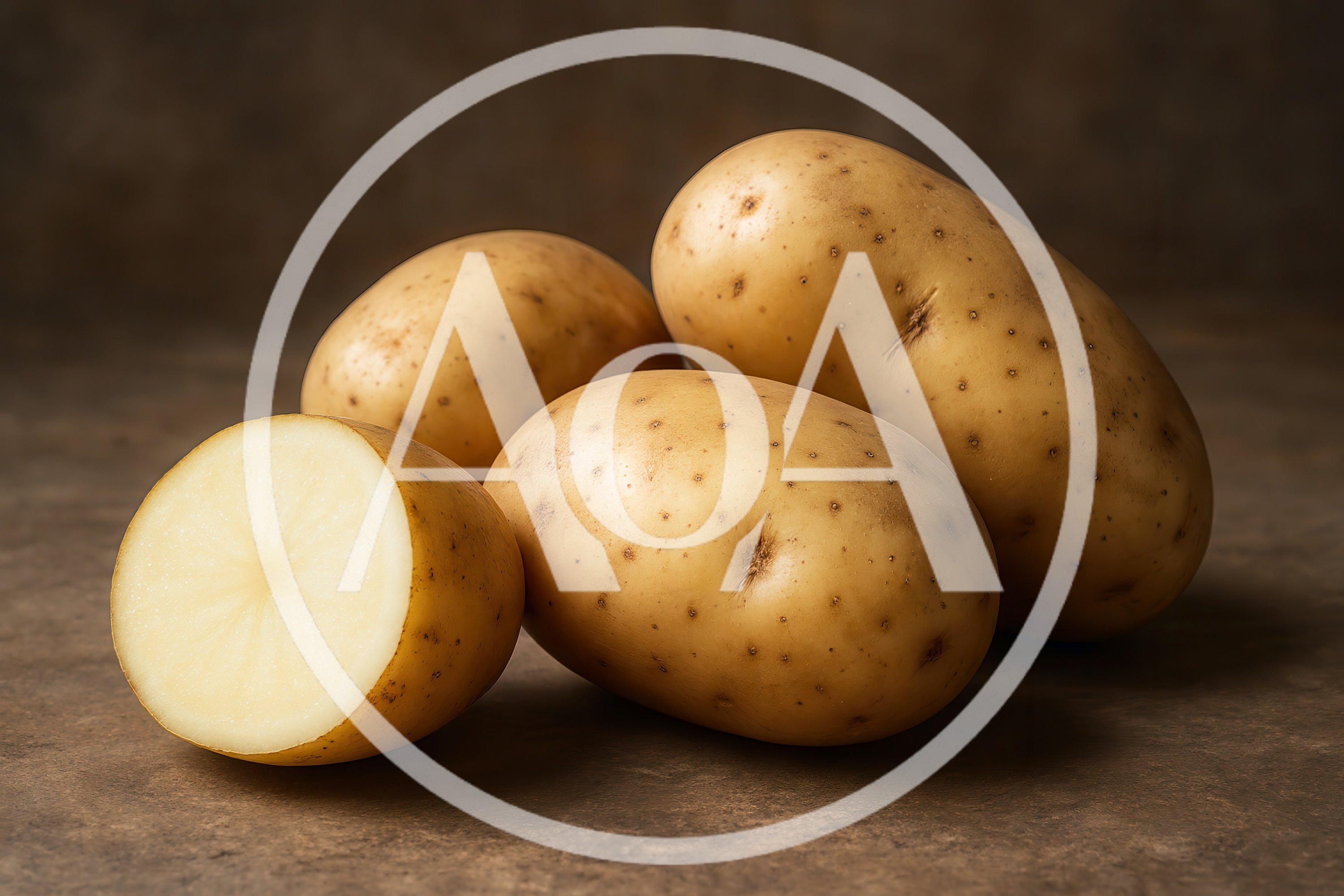 Fresh Raw Potatoes On A Textured Brown Surface