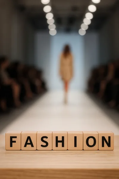 Fashion Word Spelled With Wooden Blocks On Runway