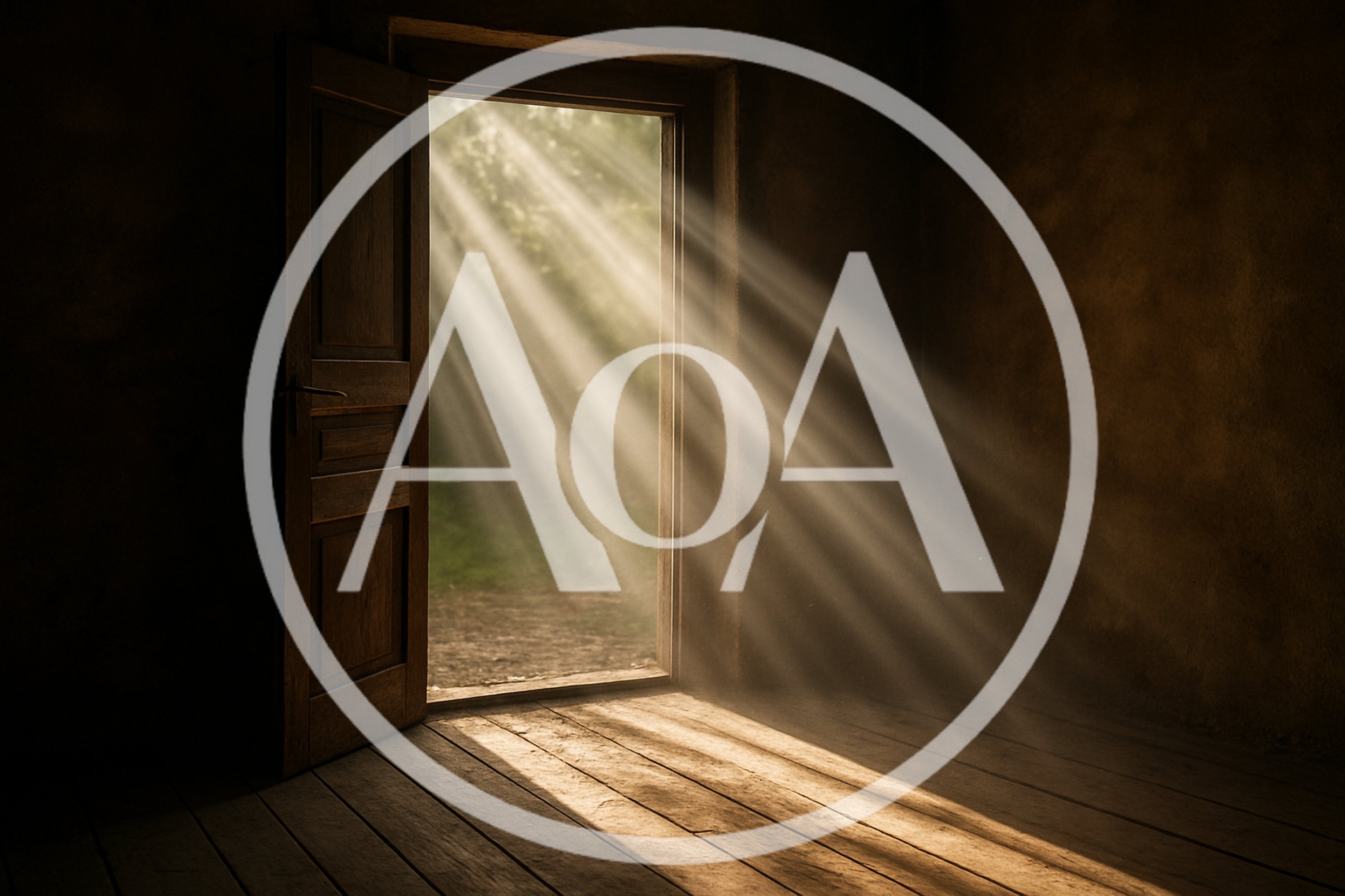 Open Wooden Door With Sunlight Streaming Into Dark Room