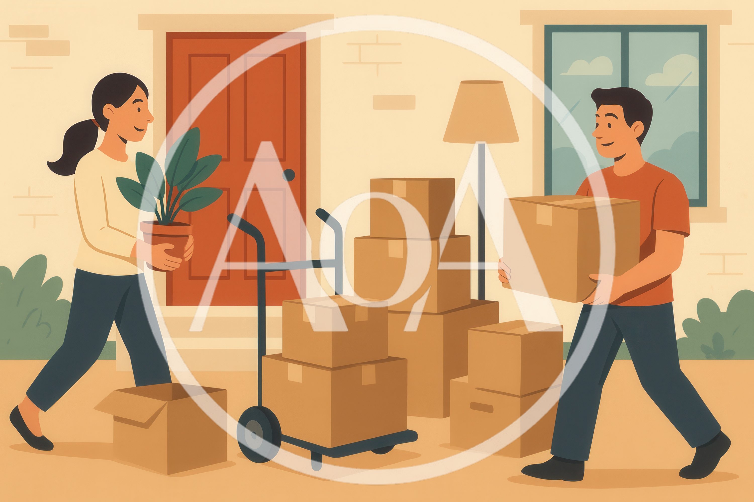 Couple Moving Into New Home With Cardboard Boxes
