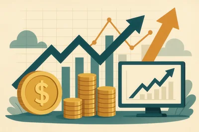 Financial Growth Concept With Coins And Charts