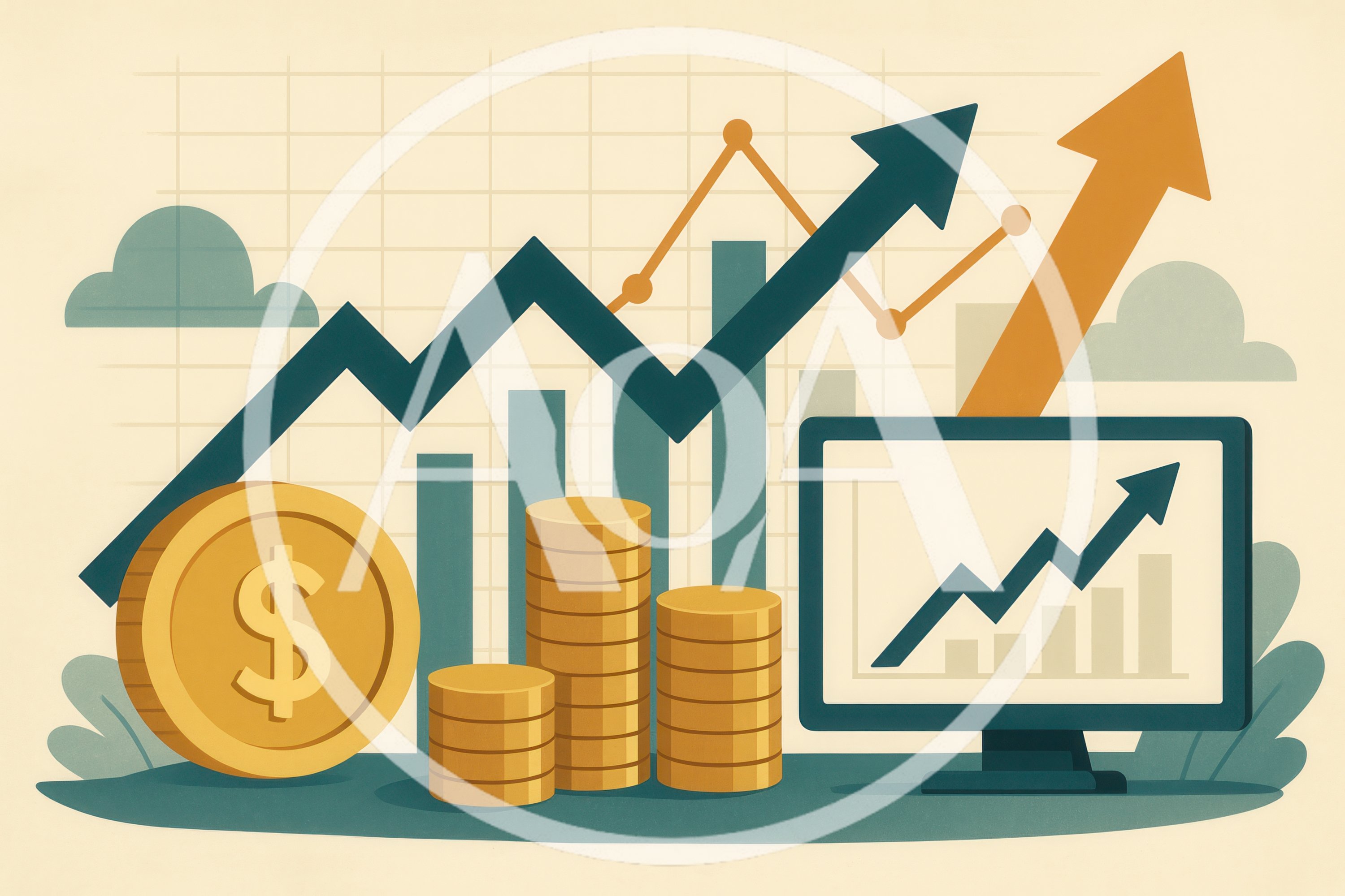 Financial Growth Concept With Coins And Charts