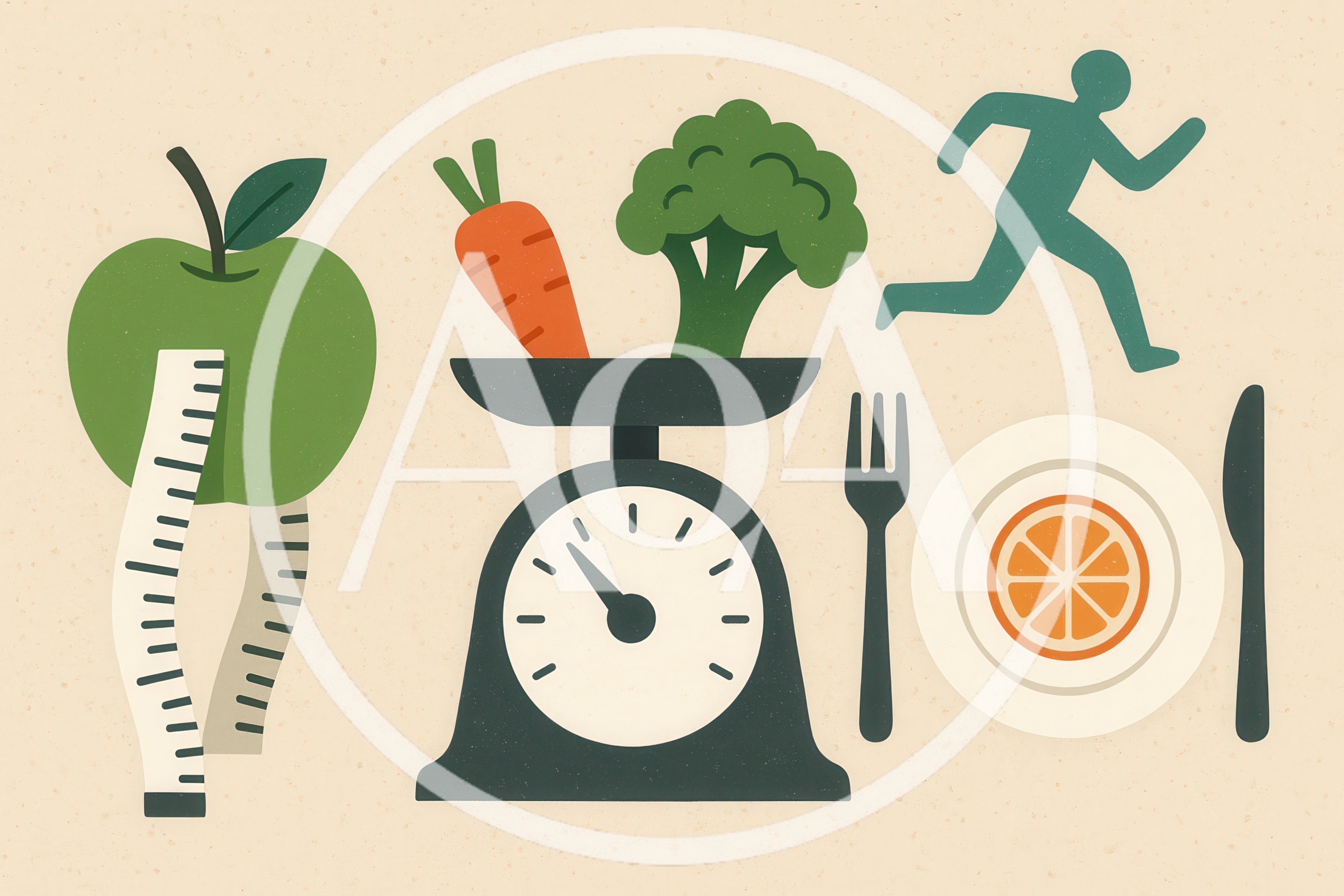 Healthy Lifestyle Icons With Diet And Exercise Elements