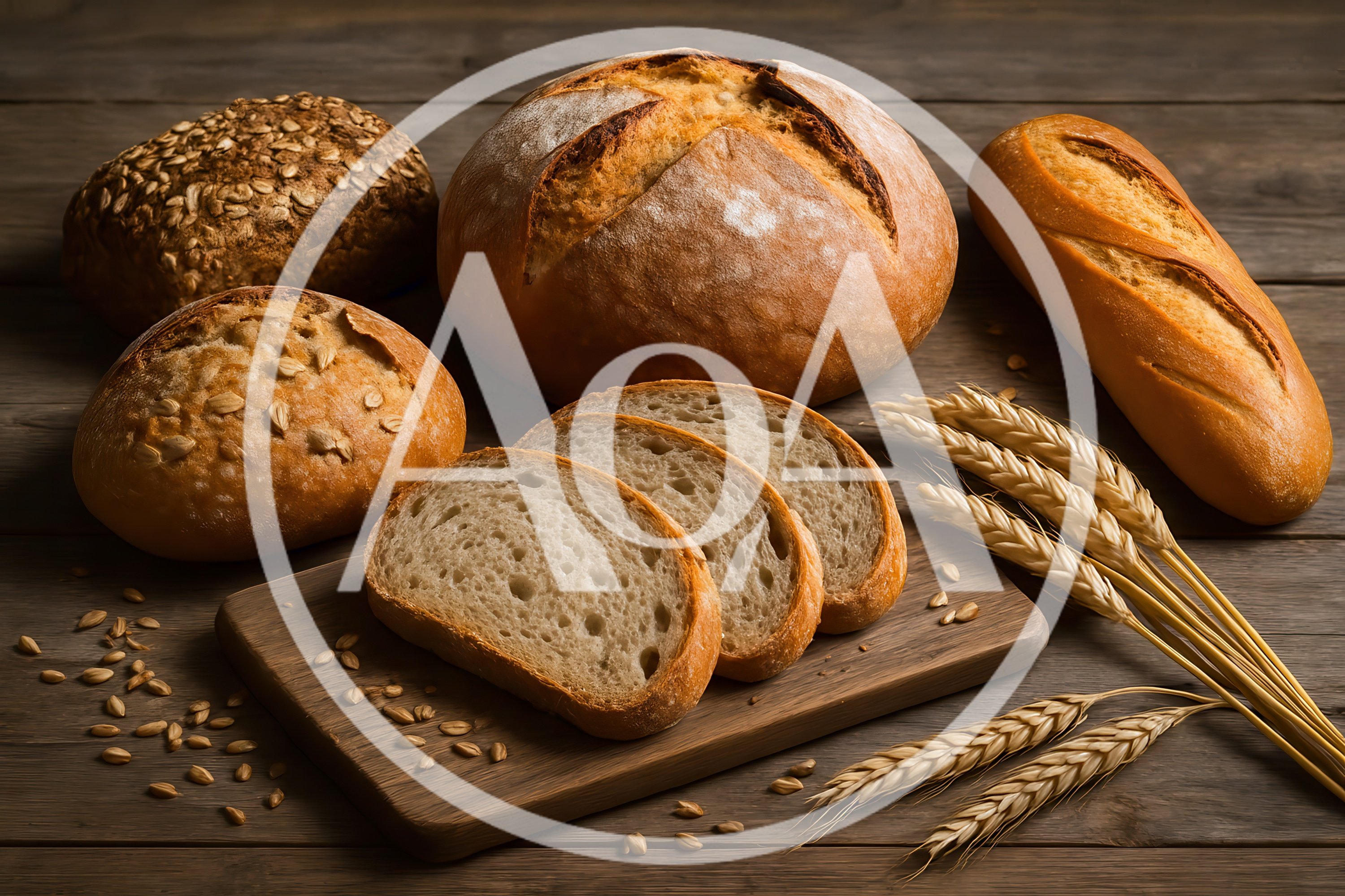 Assorted Freshly Baked Artisan Breads On Wooden Table