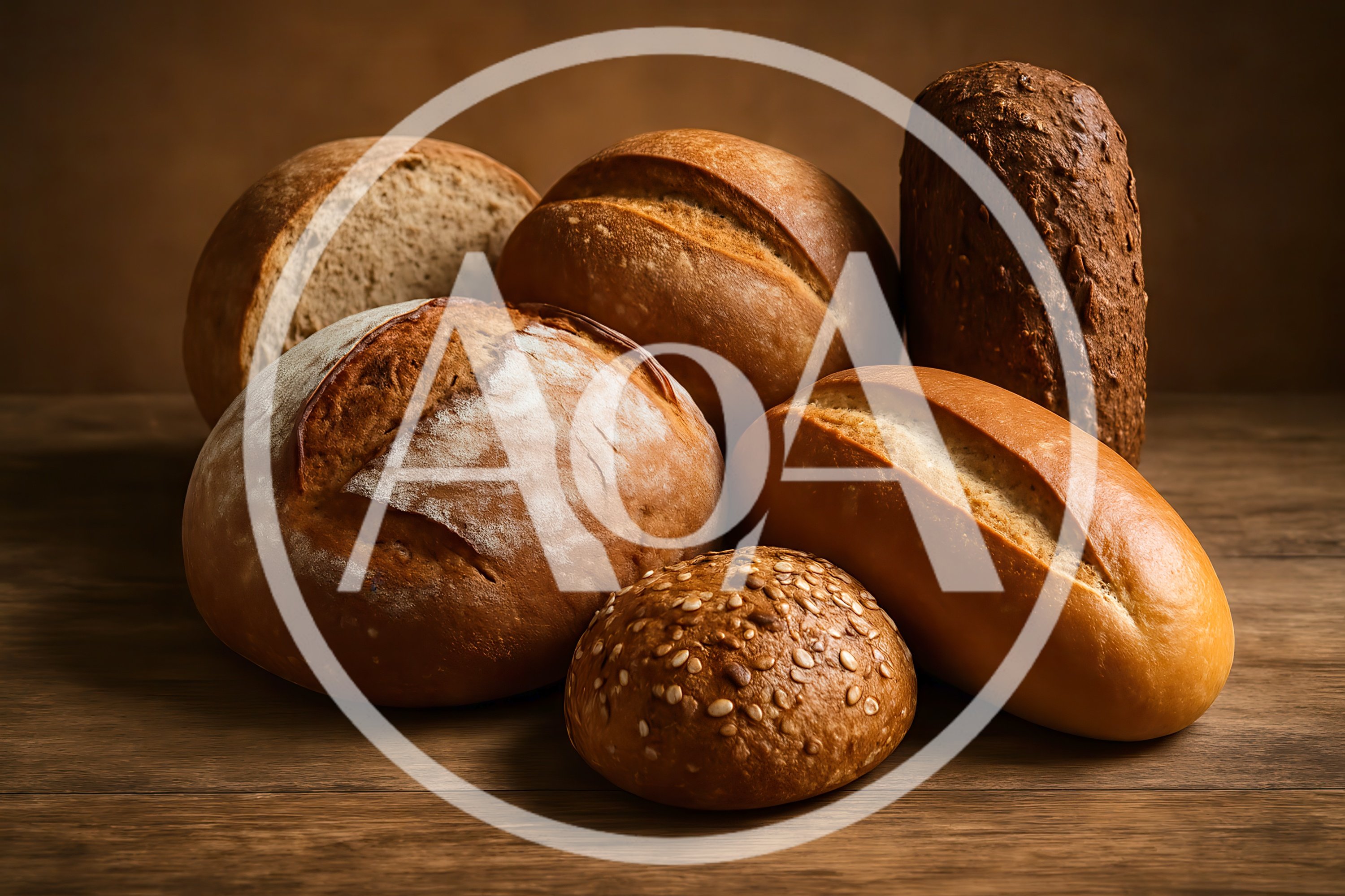Assorted Freshly Baked Artisan Breads On Wooden Table