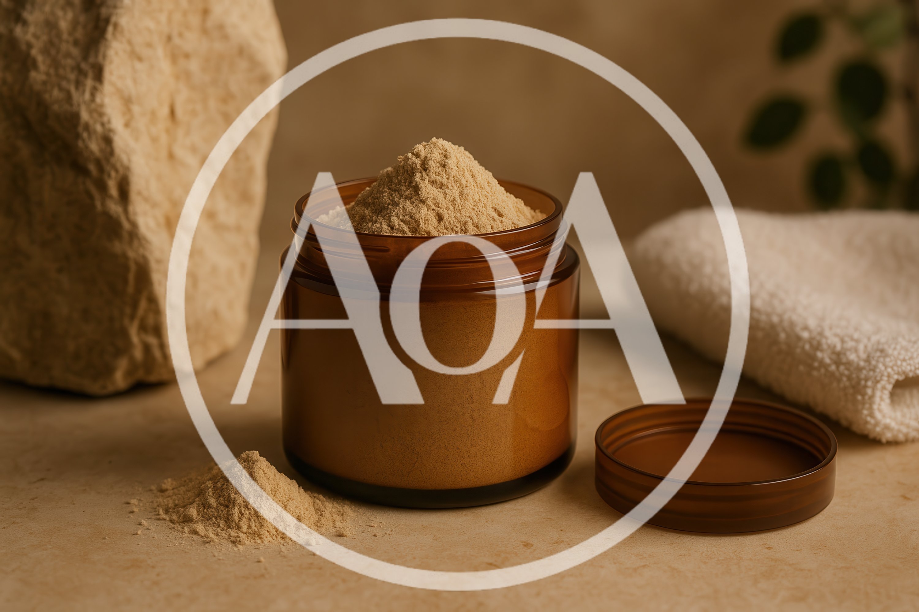 Amber Jar Filled With Natural Cosmetic Powder