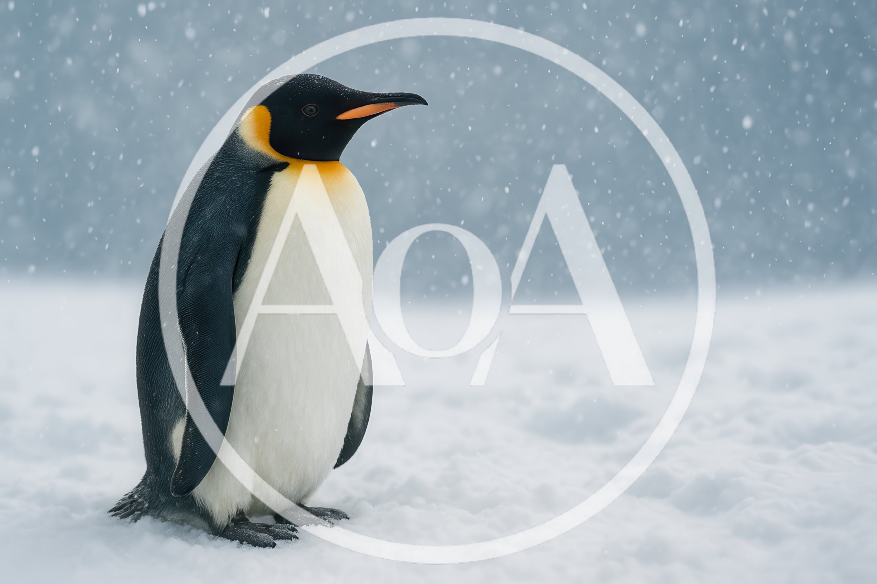 Emperor Penguin Standing Alone In Snowy Antarctic Landscape